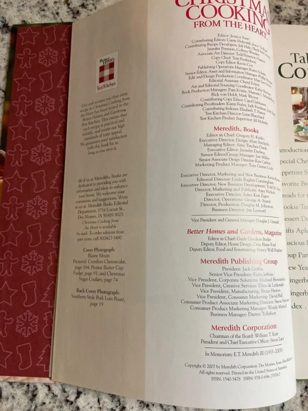 Better Homes & Gardens Christmas Cooking from the Heart 2007 Hardcover Cookbook